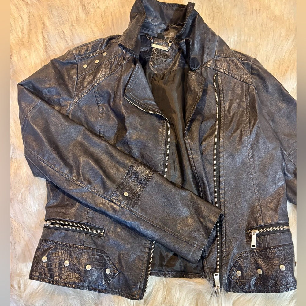 Textured Black Leather Jacket